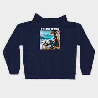 Work From Anywhere - Woman in Mountains and Snow Kids Hoodie